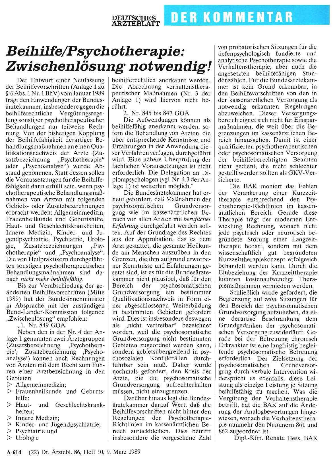 Vorschauseite 1: Beihilfe/Psychotherapie: Zwischenlösung notwendig!