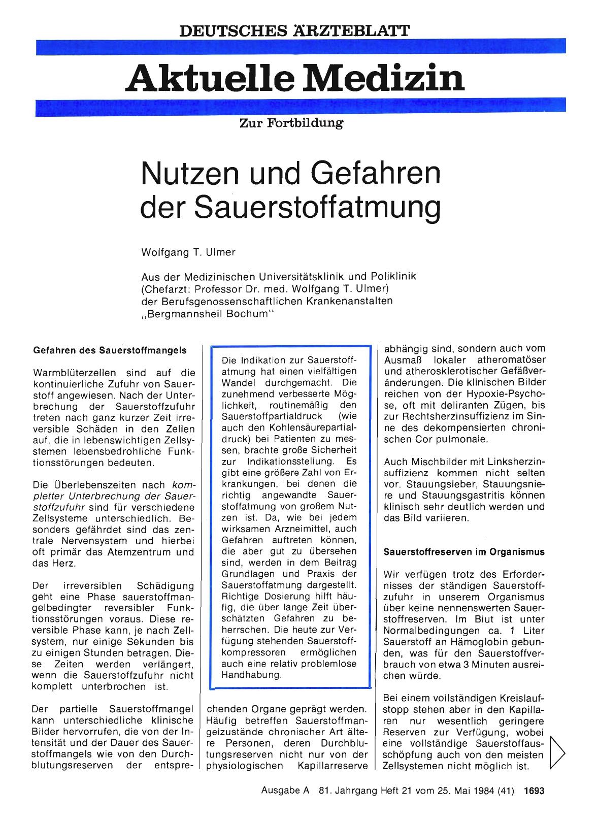 Vorschauseite 1: Nutzen und Gefahren der Sauerstoffatmung