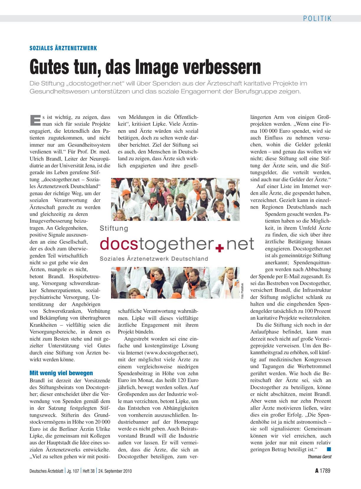 Vorschauseite 1: Soziales Ärztenetzwerk: Gutes tun, das Image verbessern