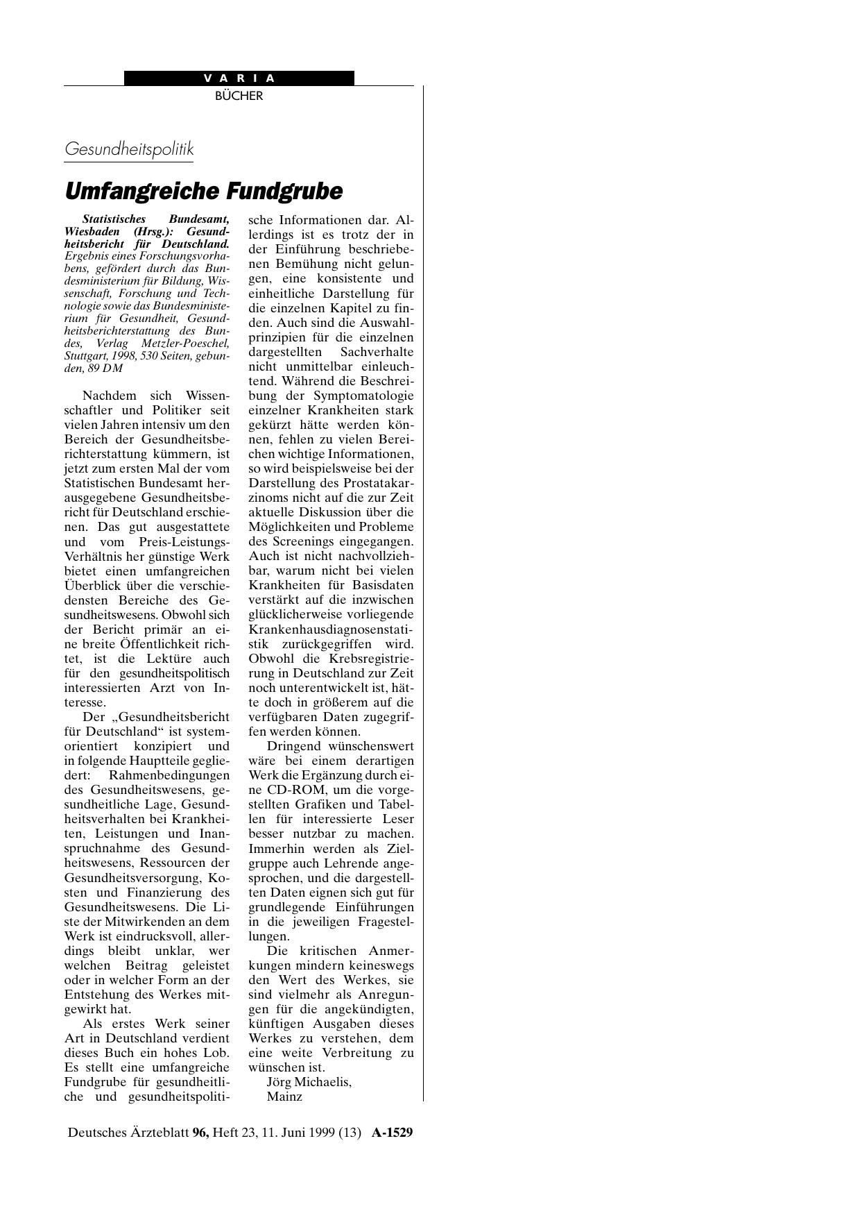 Vorschauseite 1: Gesundheitsbericht für Deutschland