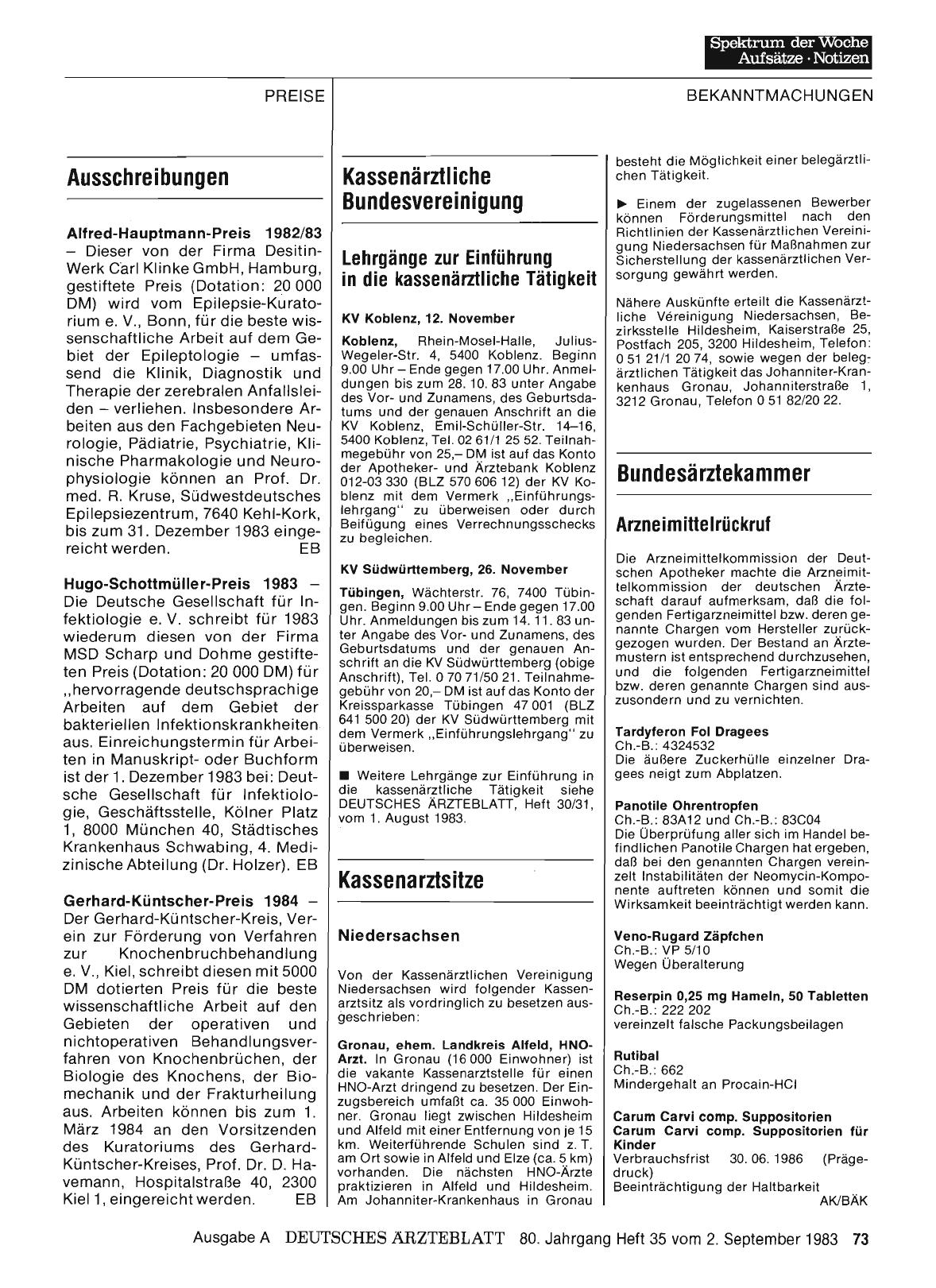 Vorschauseite 1: Bundesärztekammer
