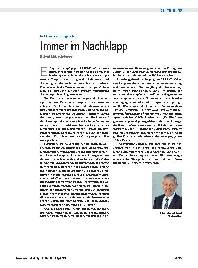 Vorschauseite 1: Infektionsschutzgesetz: Immer im Nachklapp