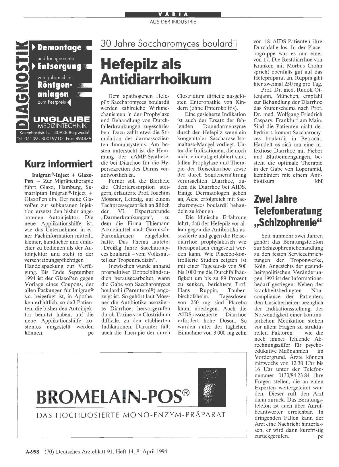 Vorschauseite 1: Zwei Jahre Telefonberatung „Schizophrenie“