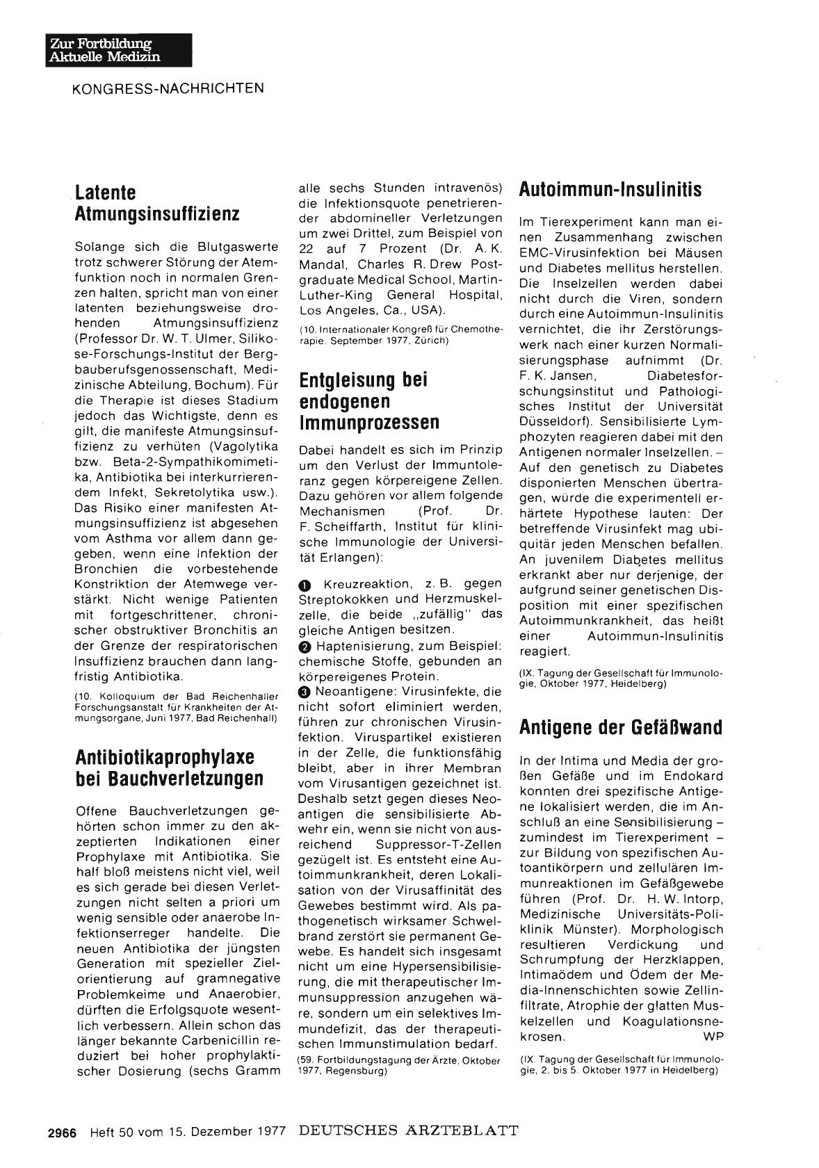Vorschauseite 1: Antibiotikaprophylaxe bei Bauchverletzungen