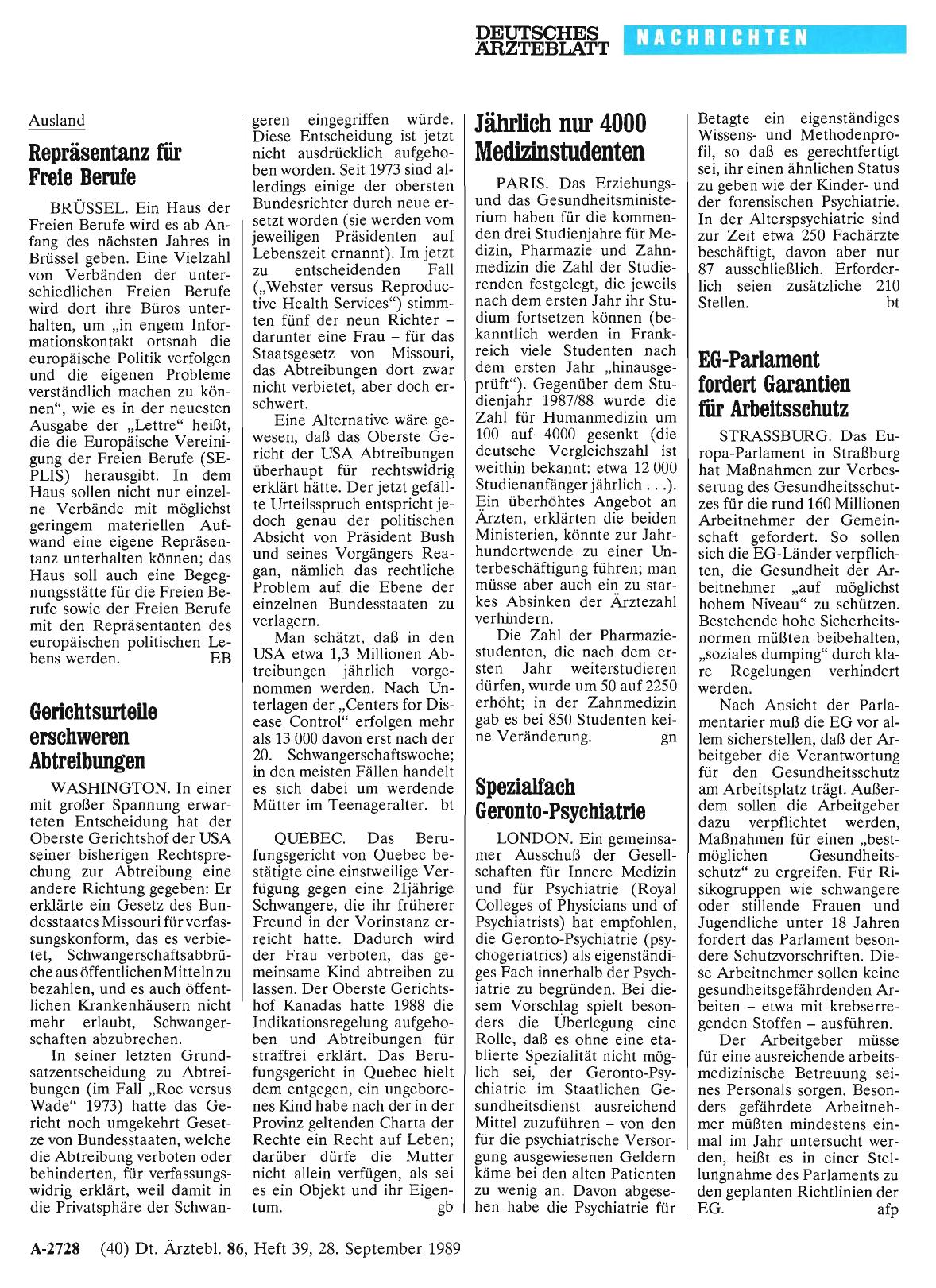 Vorschauseite 1: Gerichtsurteile erschweren Abtreibungen