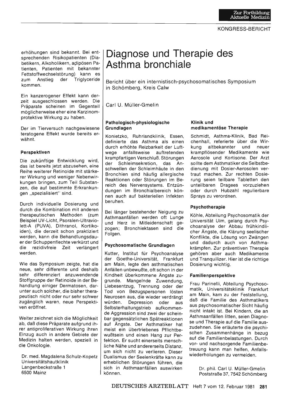 Vorschauseite 1: Diagnose und Therapie des Asthma bronchiale