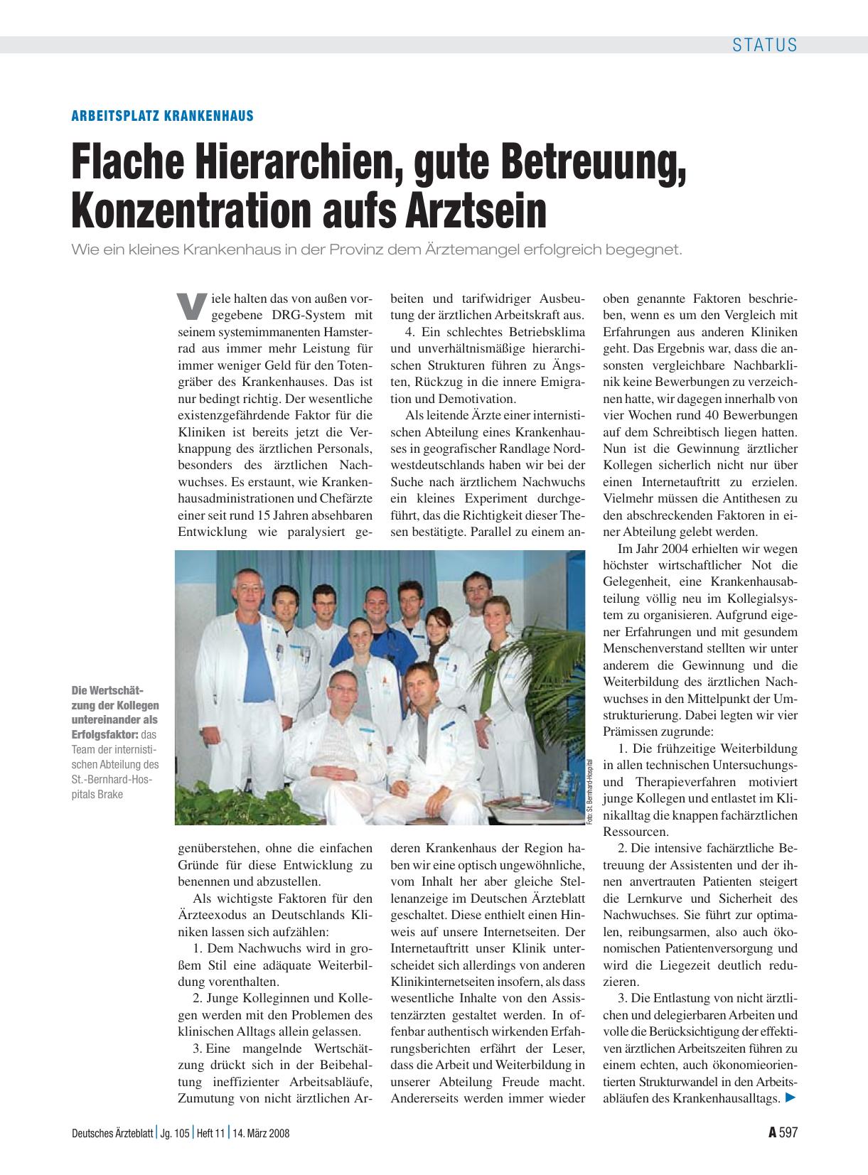 Vorschauseite 1: Arbeitsplatz Krankenhaus: Flache Hierarchien, gute Betreuung, Konzentration aufs Arztsein