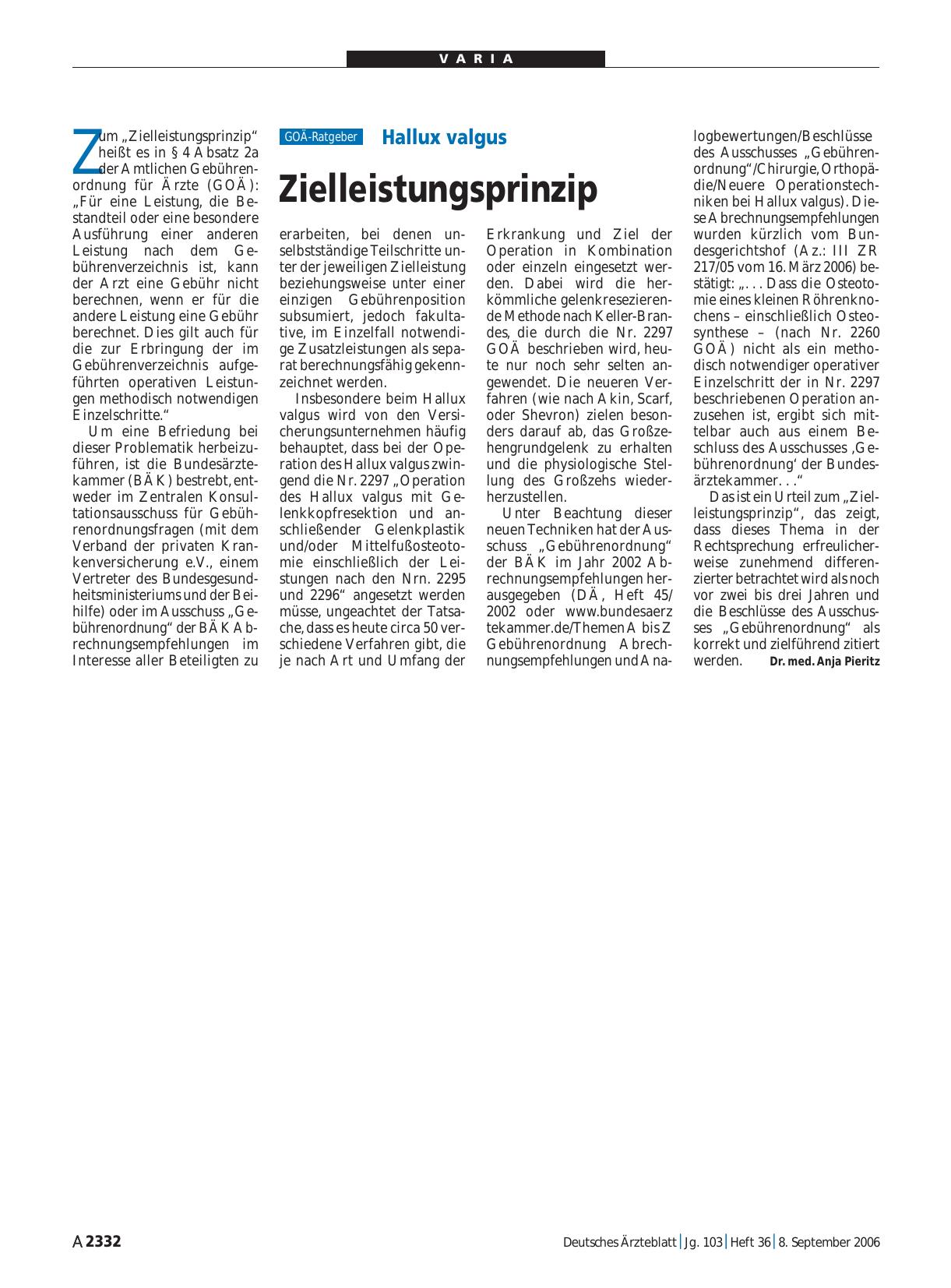 Vorschauseite 1: Hallux valgus: Zielleistungsprinzip