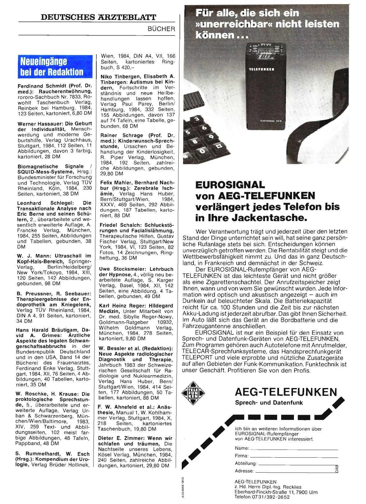 Vorschauseite 1: Neueingänge bei der Redaktion