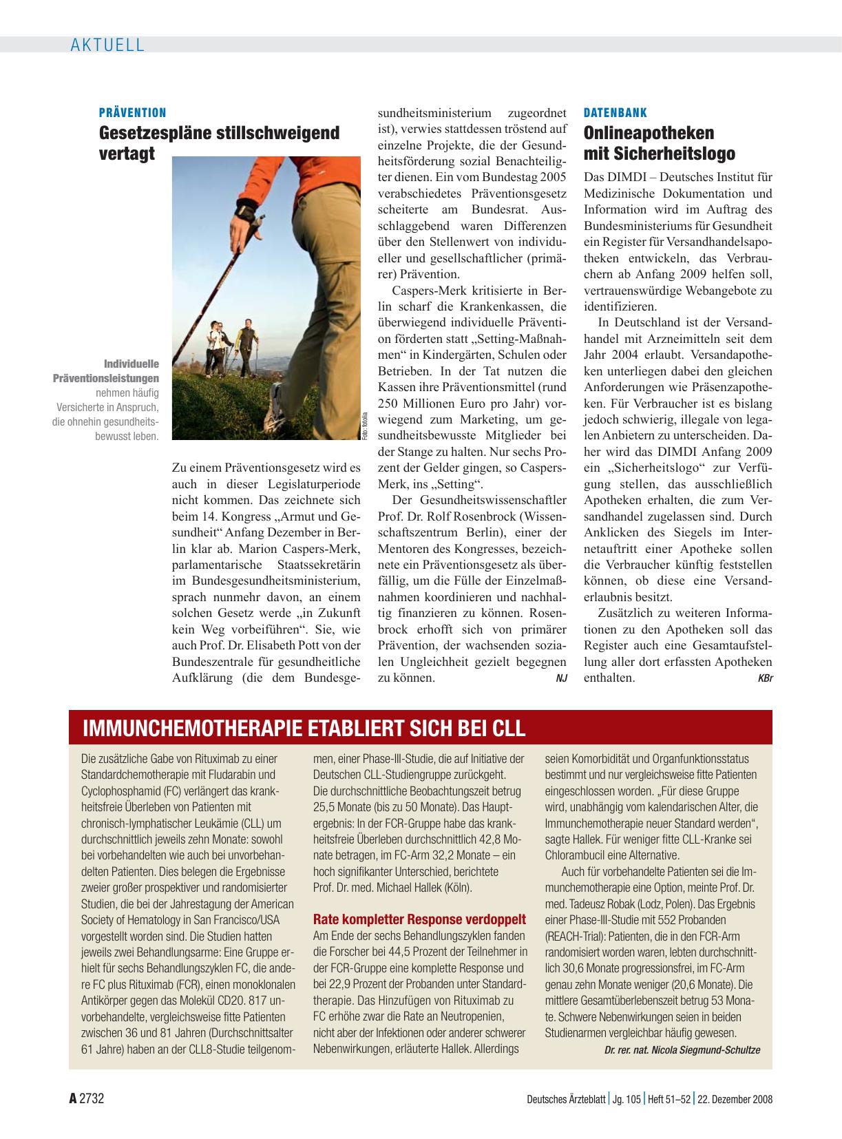 Vorschauseite 1: Immunchemotherapie etabliert sich bei CLL