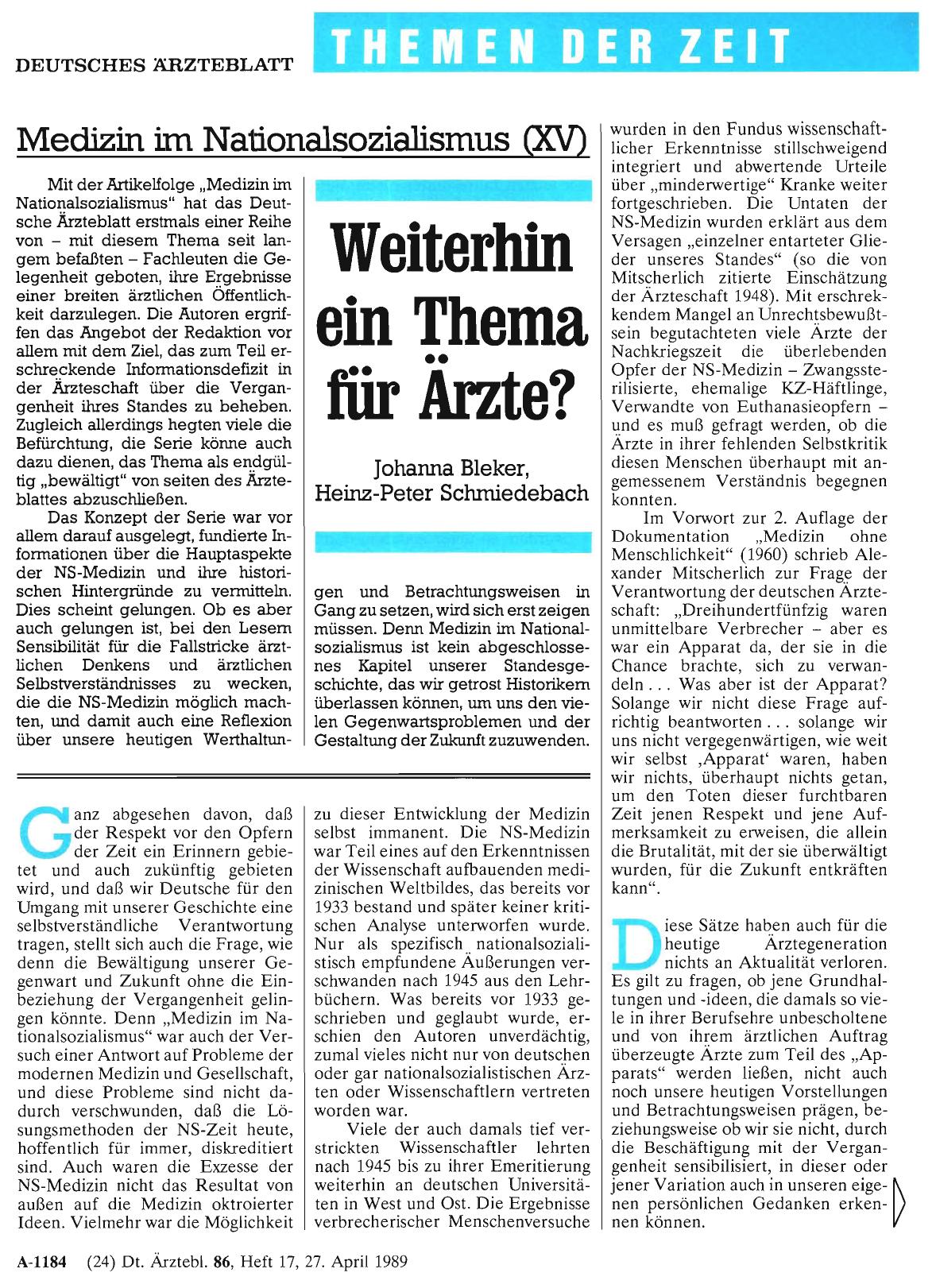 Vorschauseite 1: Weiterhin ein Thema für Ärzte?