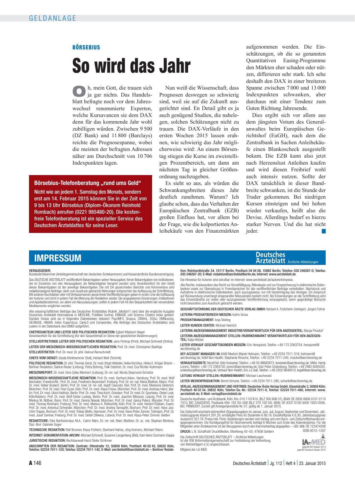 Vorschauseite 1: Börsebius: So wird das Jahr