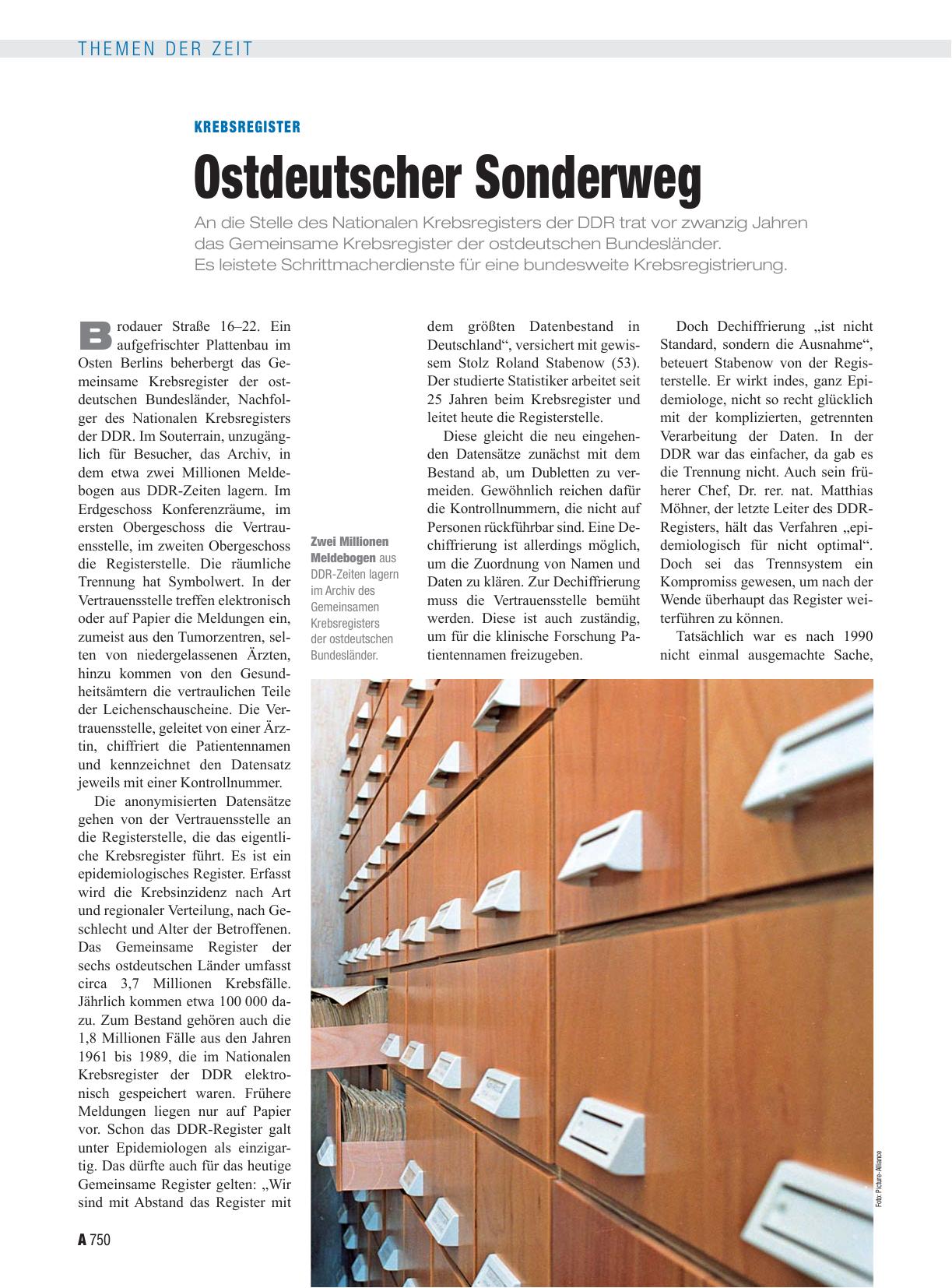 Vorschauseite 1: Krebsregister: Ostdeutscher Sonderweg