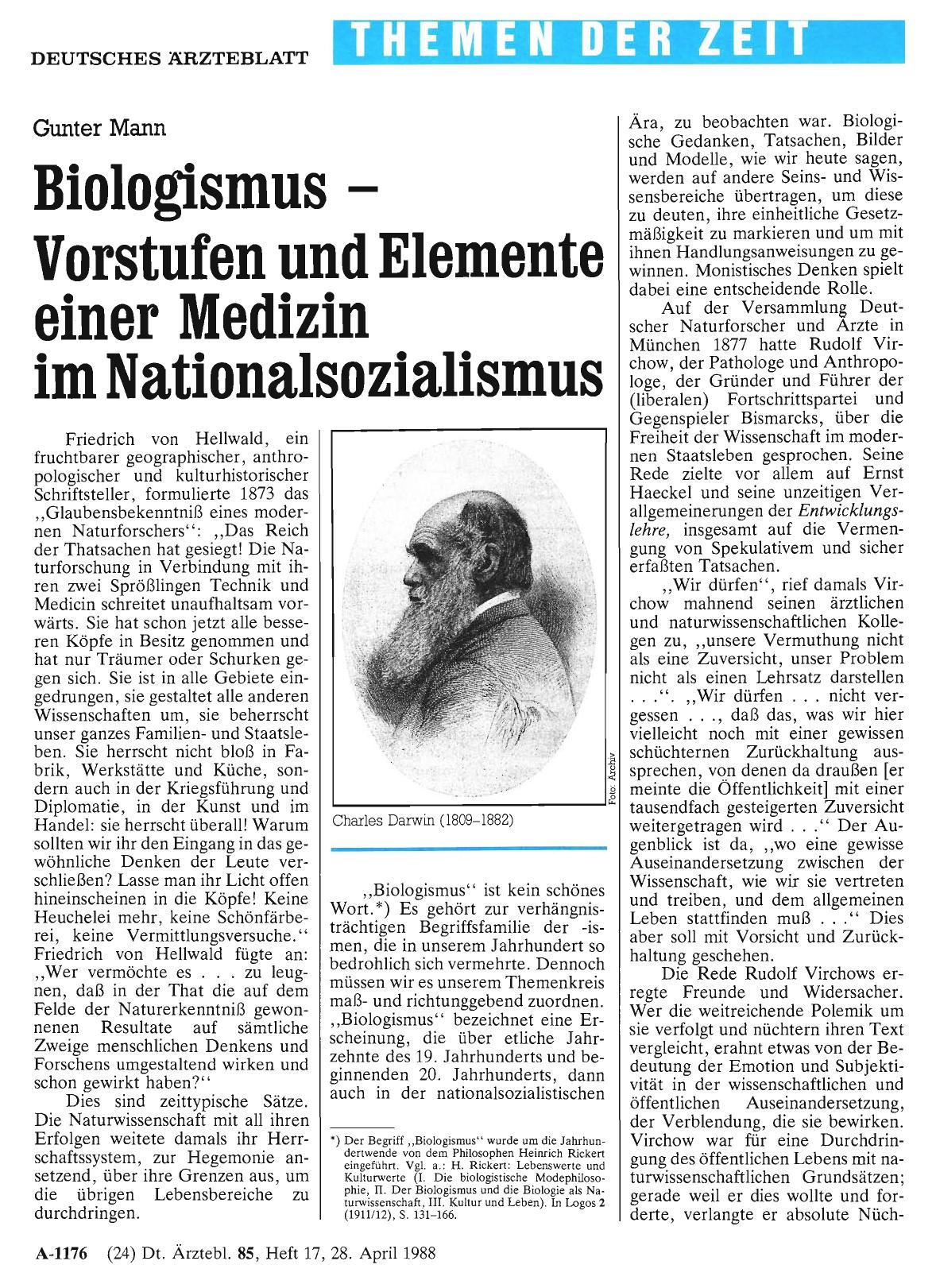 Vorschauseite 1: Biologismus - Vorstufen und Elemente einer Medizin im Nationalsozialismus