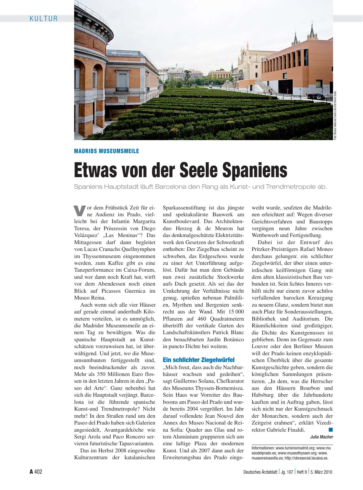 Vorschauseite 1: Madrids Museumsmeile: Etwas von der Seele Spaniens