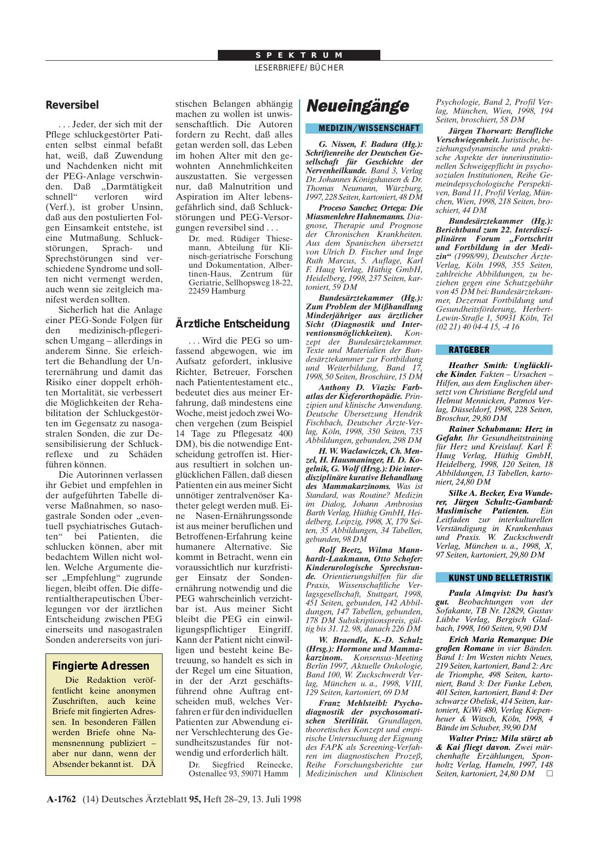 Vorschauseite 1: Magensonde: Reversibel