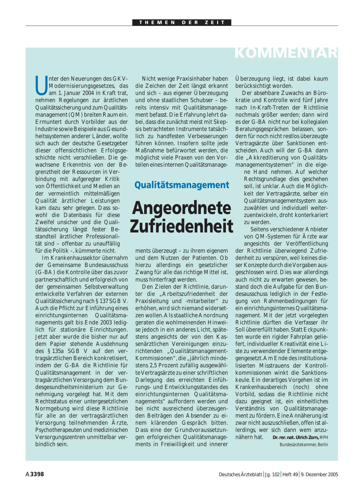 Vorschauseite 1: Qualitätsmanagement: Angeordnete Zufriedenheit