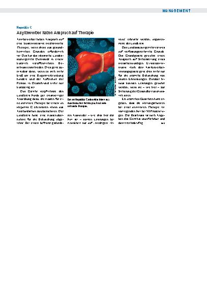 Vorschauseite 1: Hepatitis C: Asylbewerber haben Anspruch auf Therapie