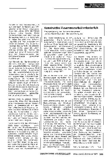 Vorschauseite 1: Konstruktive Zusammenarbeit erforderlich: Presseerklärung der Bundesärztekammer und der Kassenärztlichen Bundesvereinigung