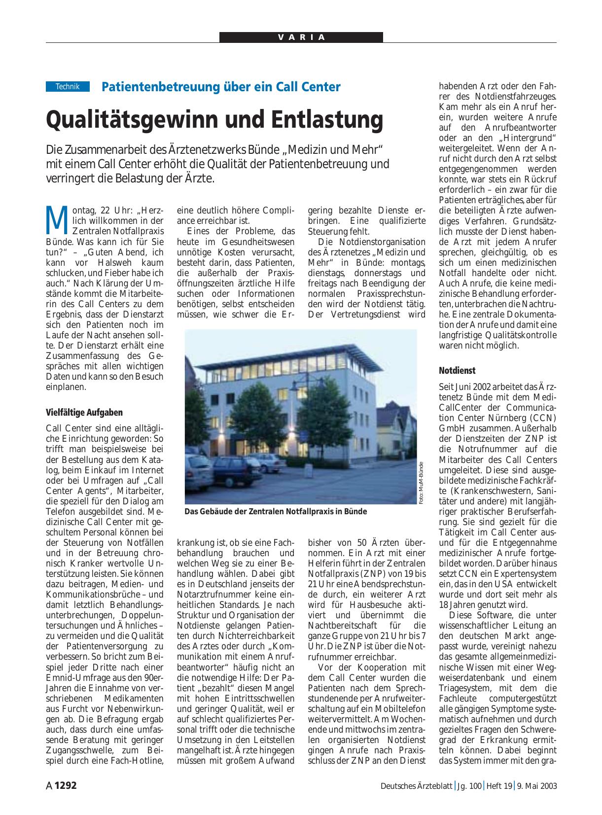 Vorschauseite 1: Patientenbetreuung über ein Call Center: Qualitätsgewinn und Entlastung
