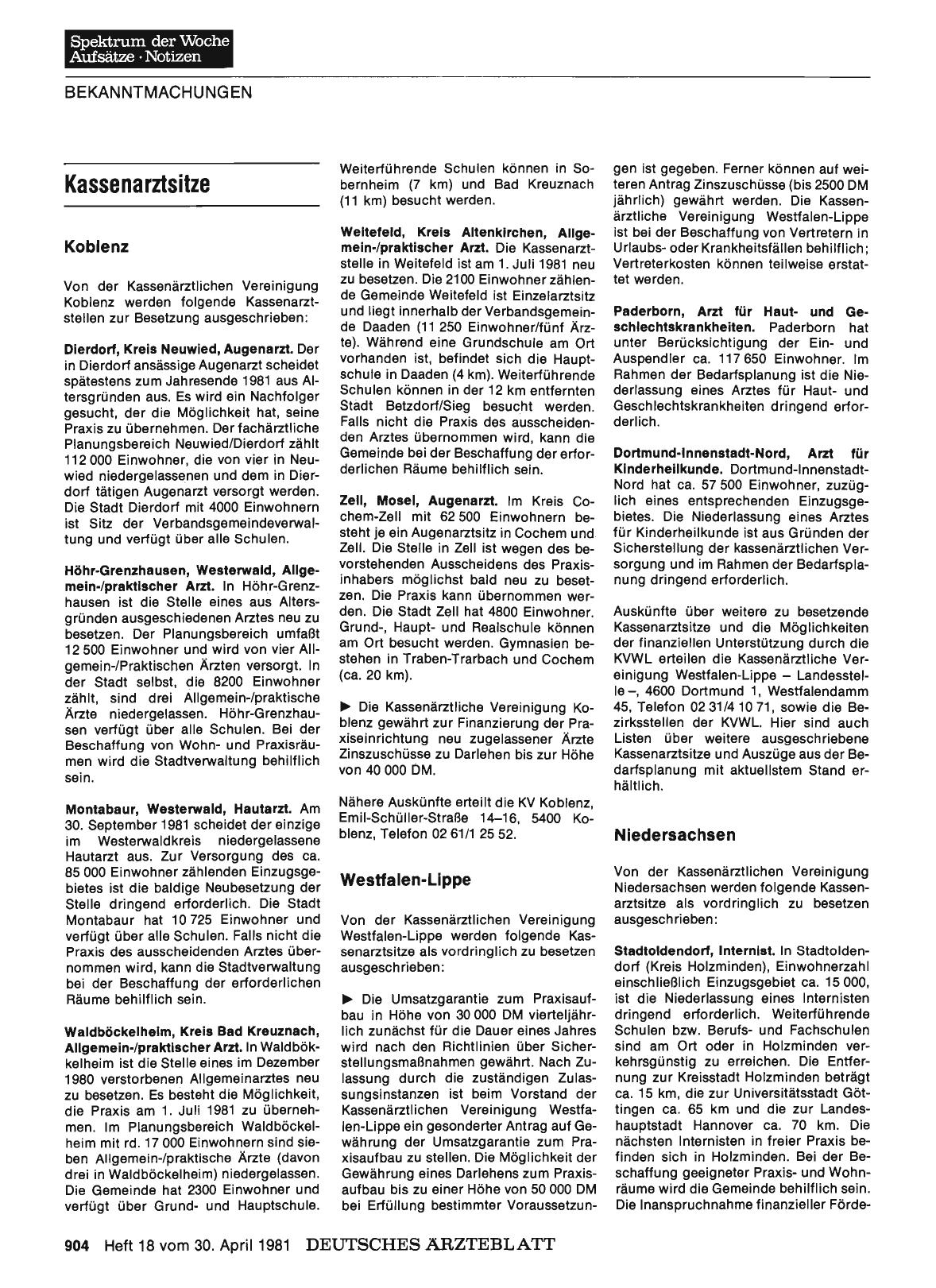 Vorschauseite 1: Kassenarztsitze