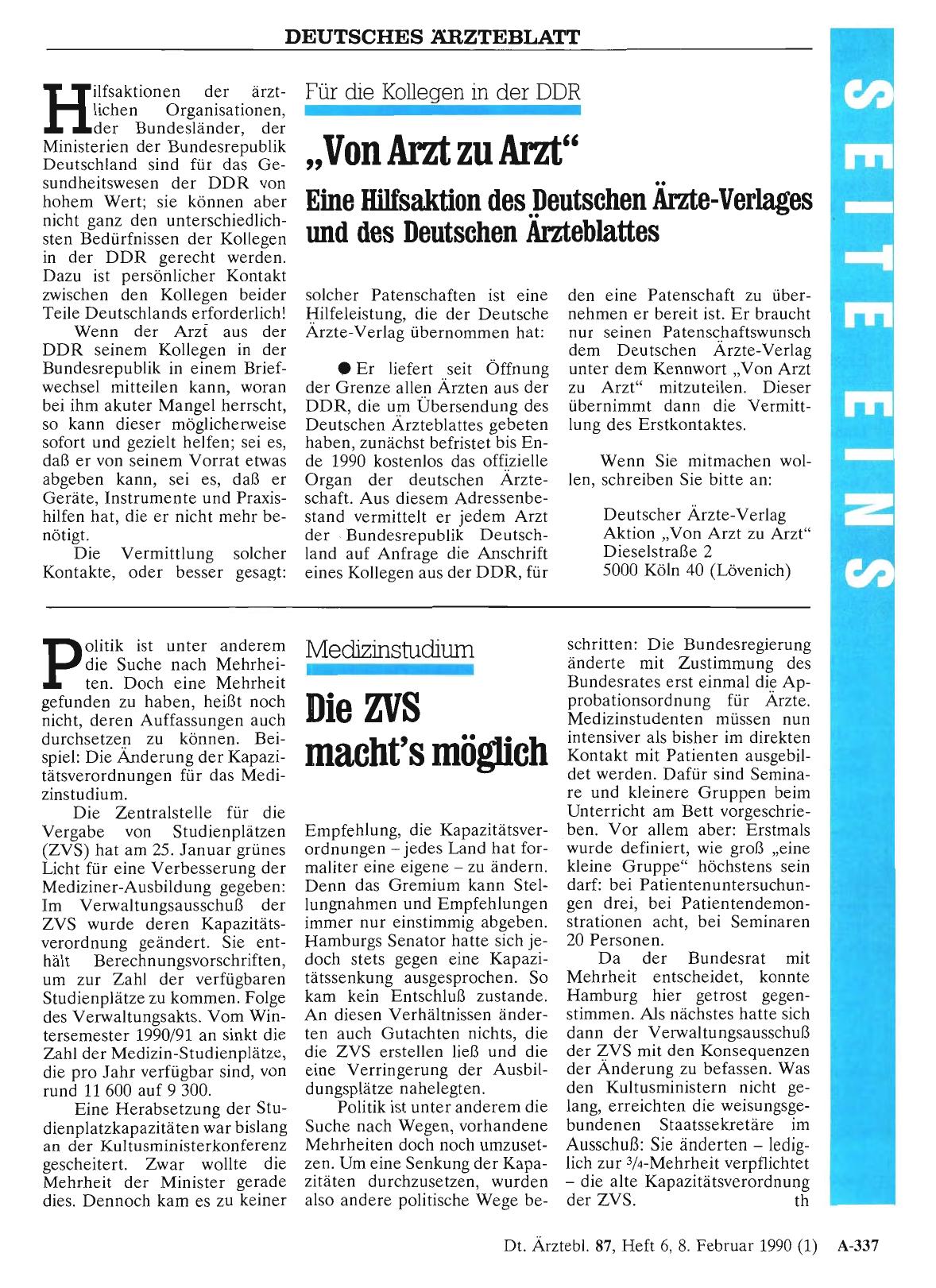 Vorschauseite 1: Medizinstudium: Die ZVS macht's möglich