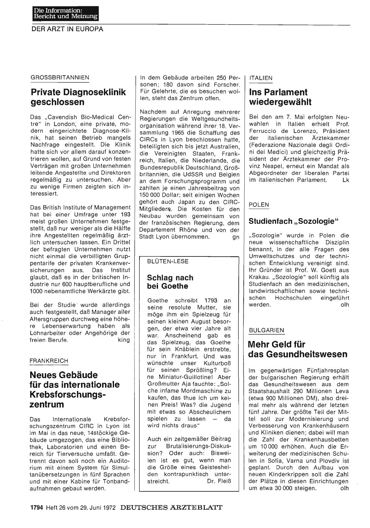 Vorschauseite 1: Frankreich: Neues Gebäude für das internationale Krebsforschungszentrum