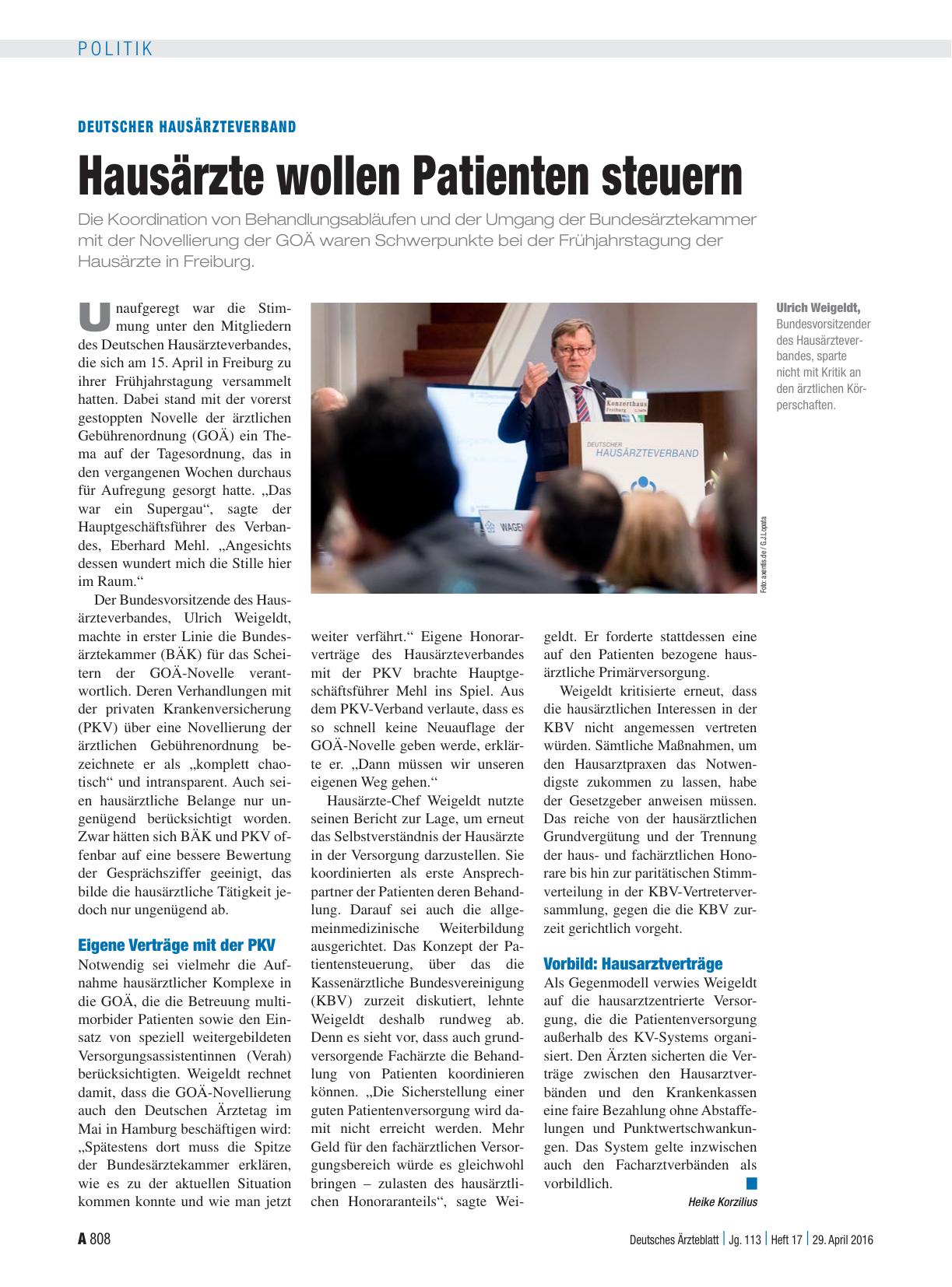 Vorschauseite 1: Deutscher Hausärzteverband: Hausärzte wollen Patienten steuern