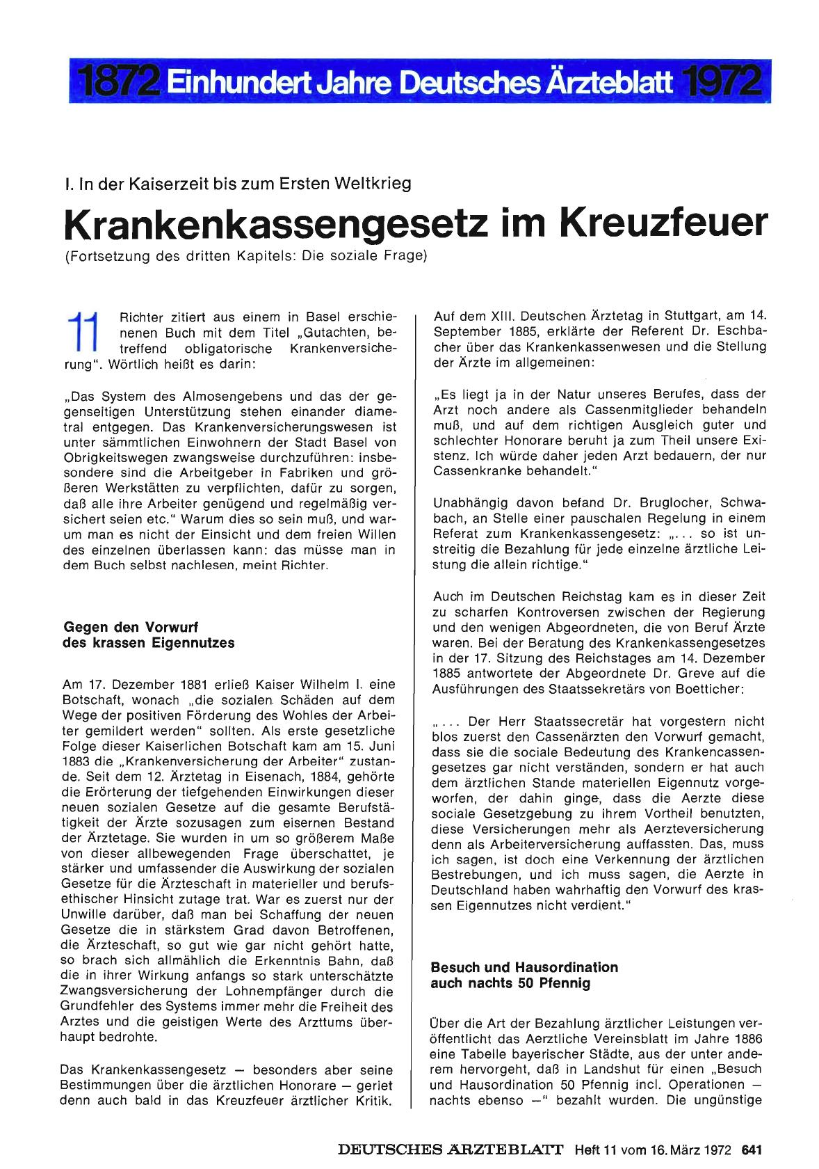 Vorschauseite 1: I. In der Kaiserzeit bis zum Ersten Weltkrieg: Krankenkassengesetz im Kreuzfeuer
