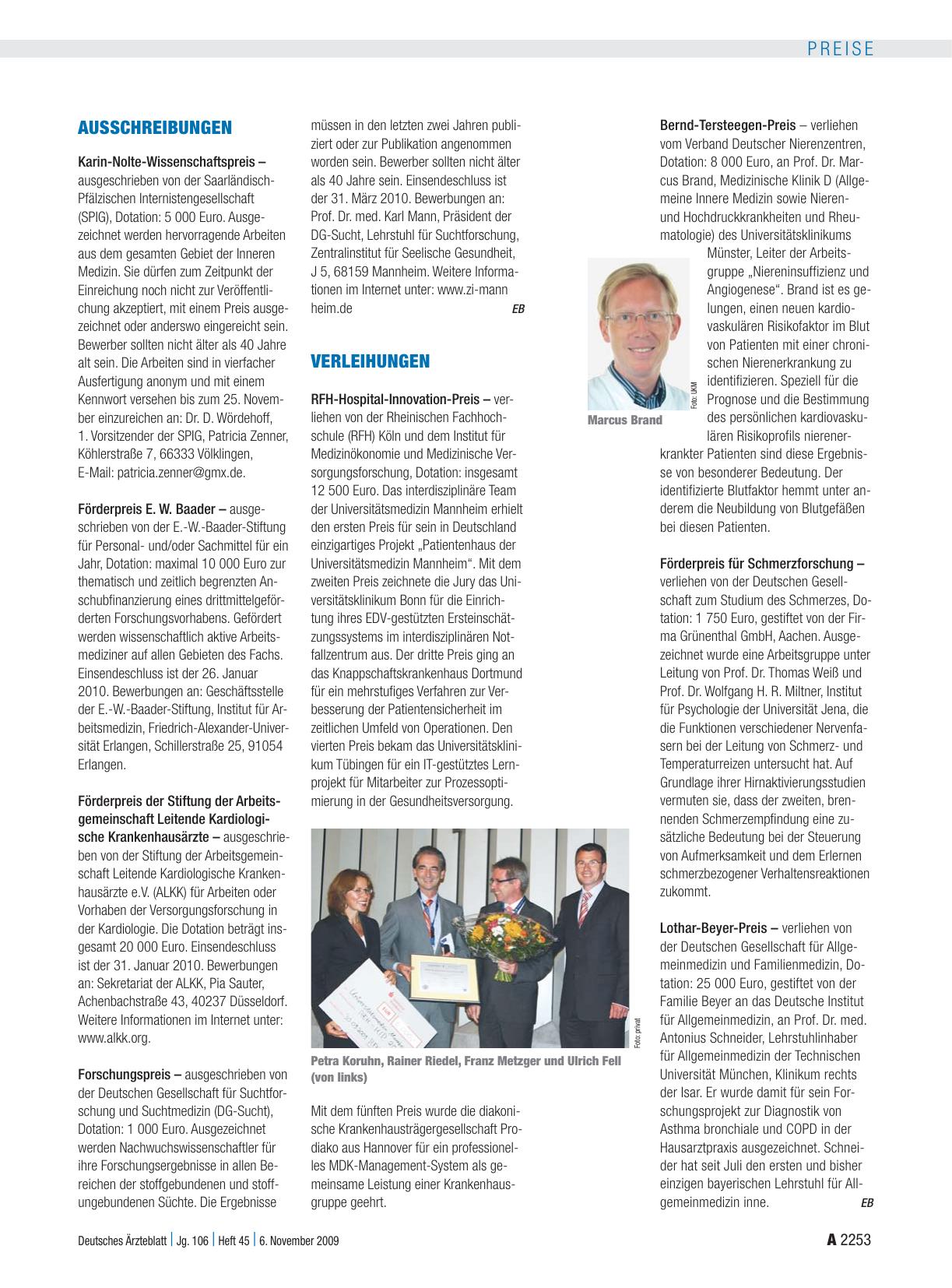 Vorschauseite 1: Verleihungen