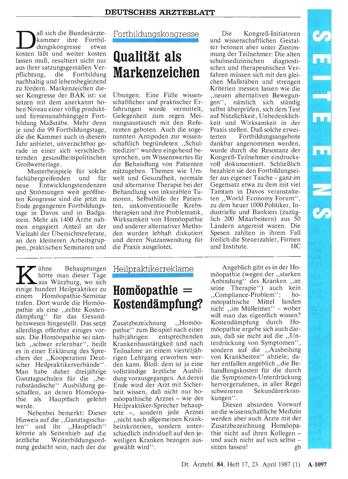 Vorschauseite 1: Heilpraktikerreklame: Homöopathie = Kostendämpfung?