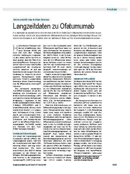 Vorschauseite 1: Aktive schubförmige Multiple Sklerose: Langzeitdaten zu Ofatumumab