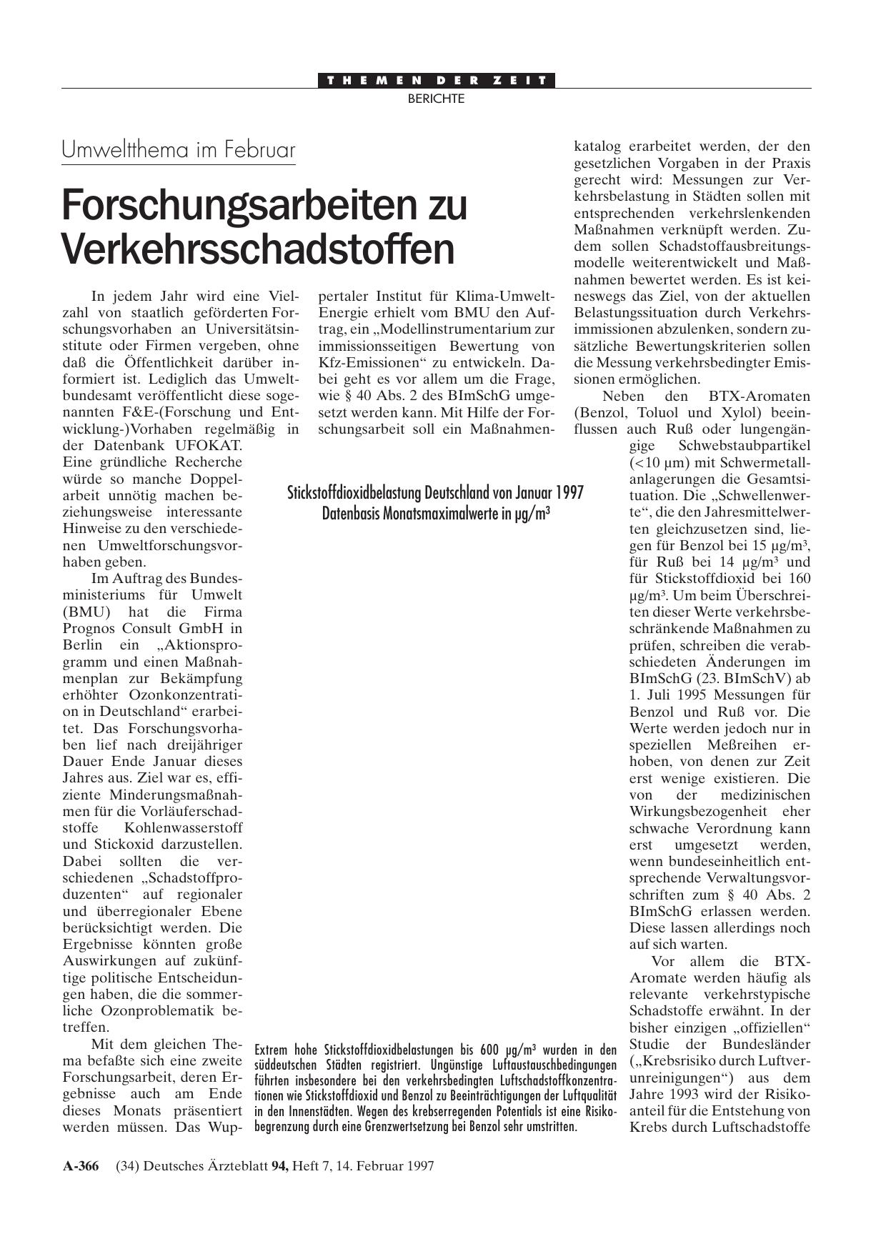 Vorschauseite 1: Umweltthema im Februar: Forschungsarbeiten zu Verkehrsschadstoffen