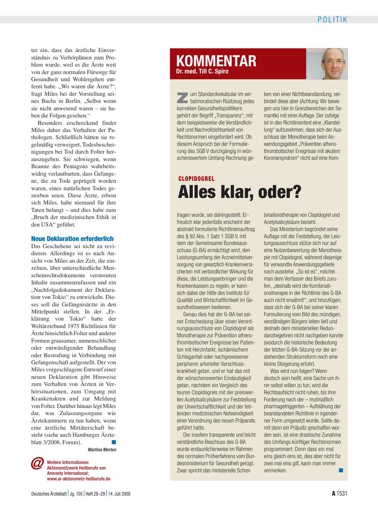 Vorschauseite 1: Clopidogrel: Alles klar, oder?