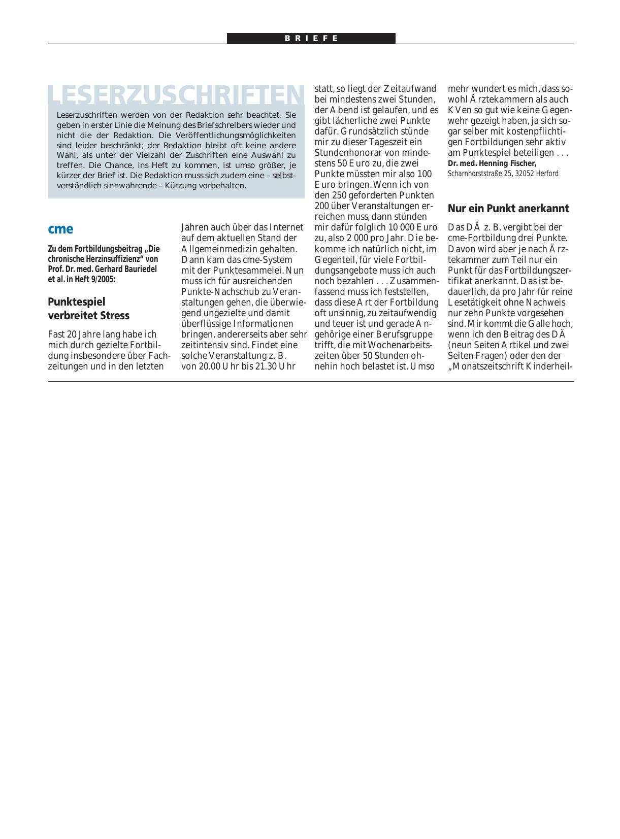 Vorschauseite 1: cme: Punktespiel verbreitet Stress