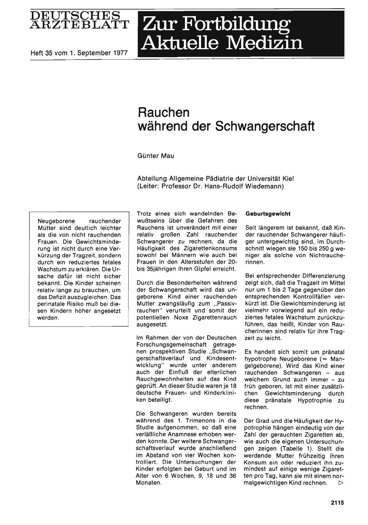 Vorschauseite 1: Rauchen während der Schwangerschaft