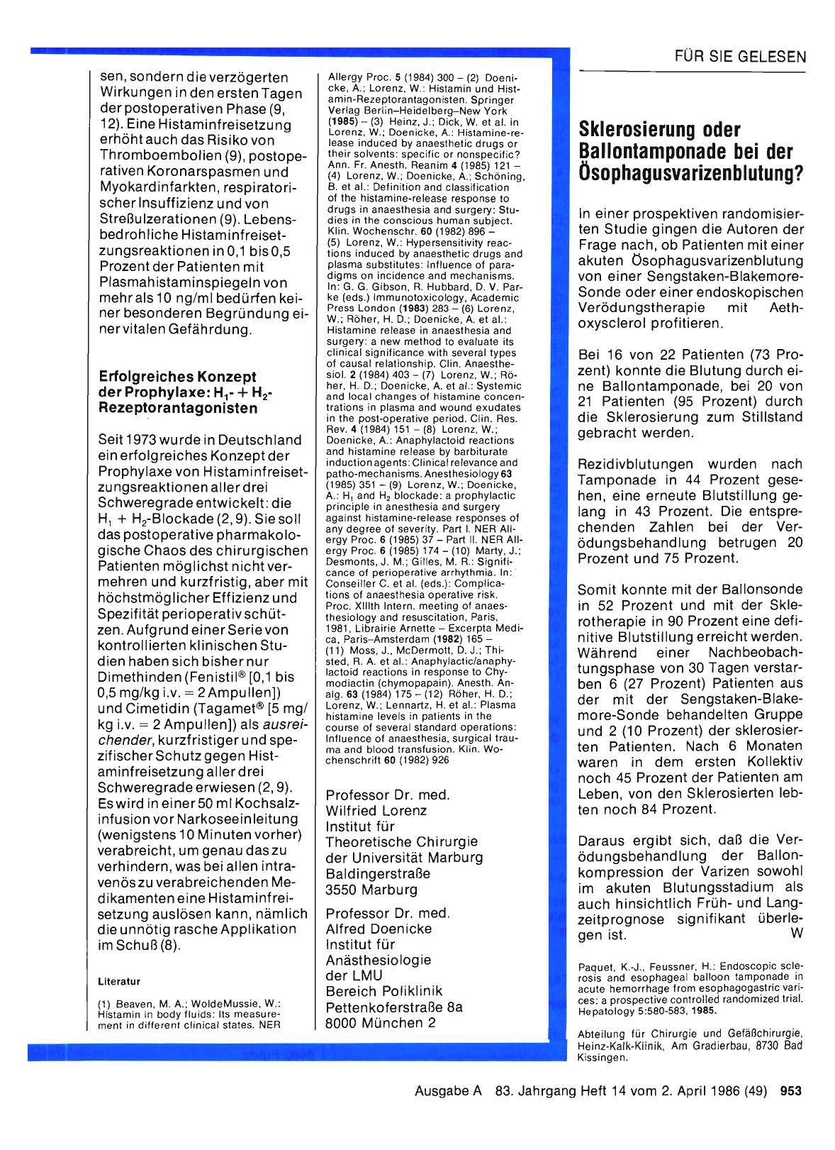 Vorschauseite 1: Sklerosierung oder Ballontamponade bei der Ösophagusvarizenblutung?