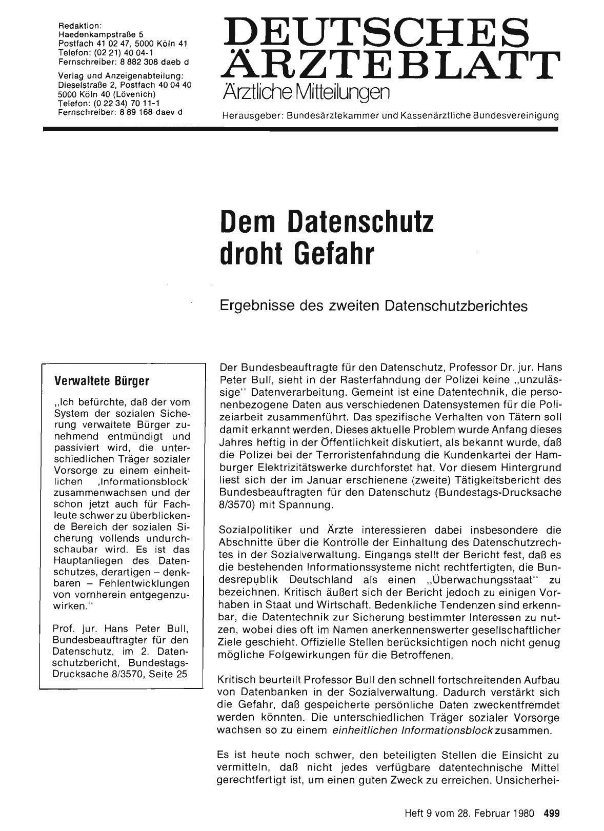 Vorschauseite 1: Dem Datenschutz droht Gefahr