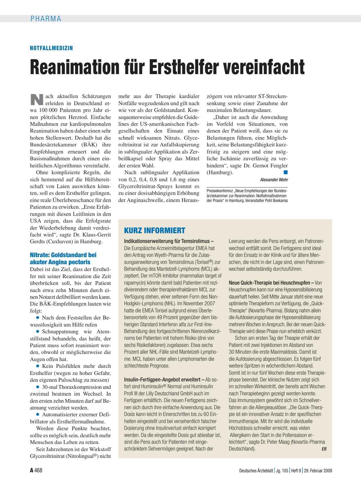 Vorschauseite 1: Notfallmedizin: Reanimation für Ersthelfer vereinfacht