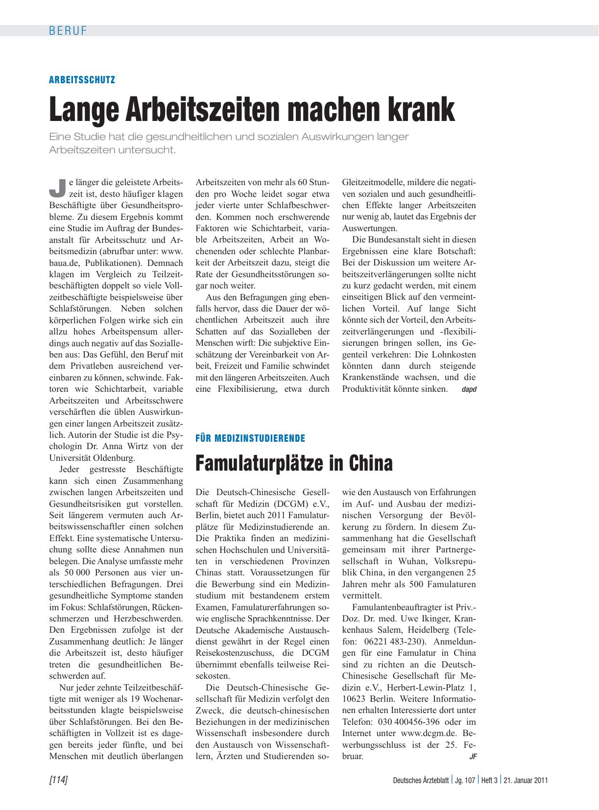 Vorschauseite 1: Für Medizinstudierende: Famulaturplätze in China