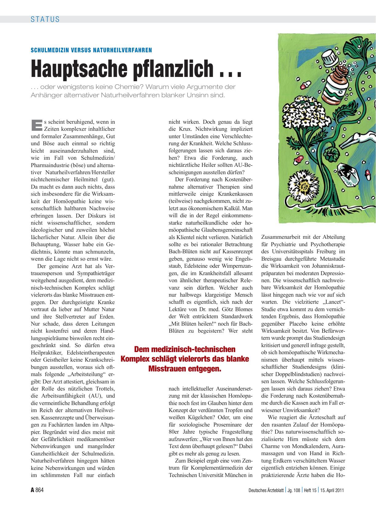 Vorschauseite 1: Schulmedizin versus Naturheilverfahren: Hauptsache pflanzlich . . .