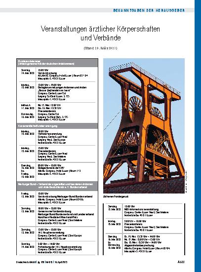 Vorschauseite 1: Veranstaltungen ärztlicher Körperschaften und Verbände (Stand: 20. März 2023)