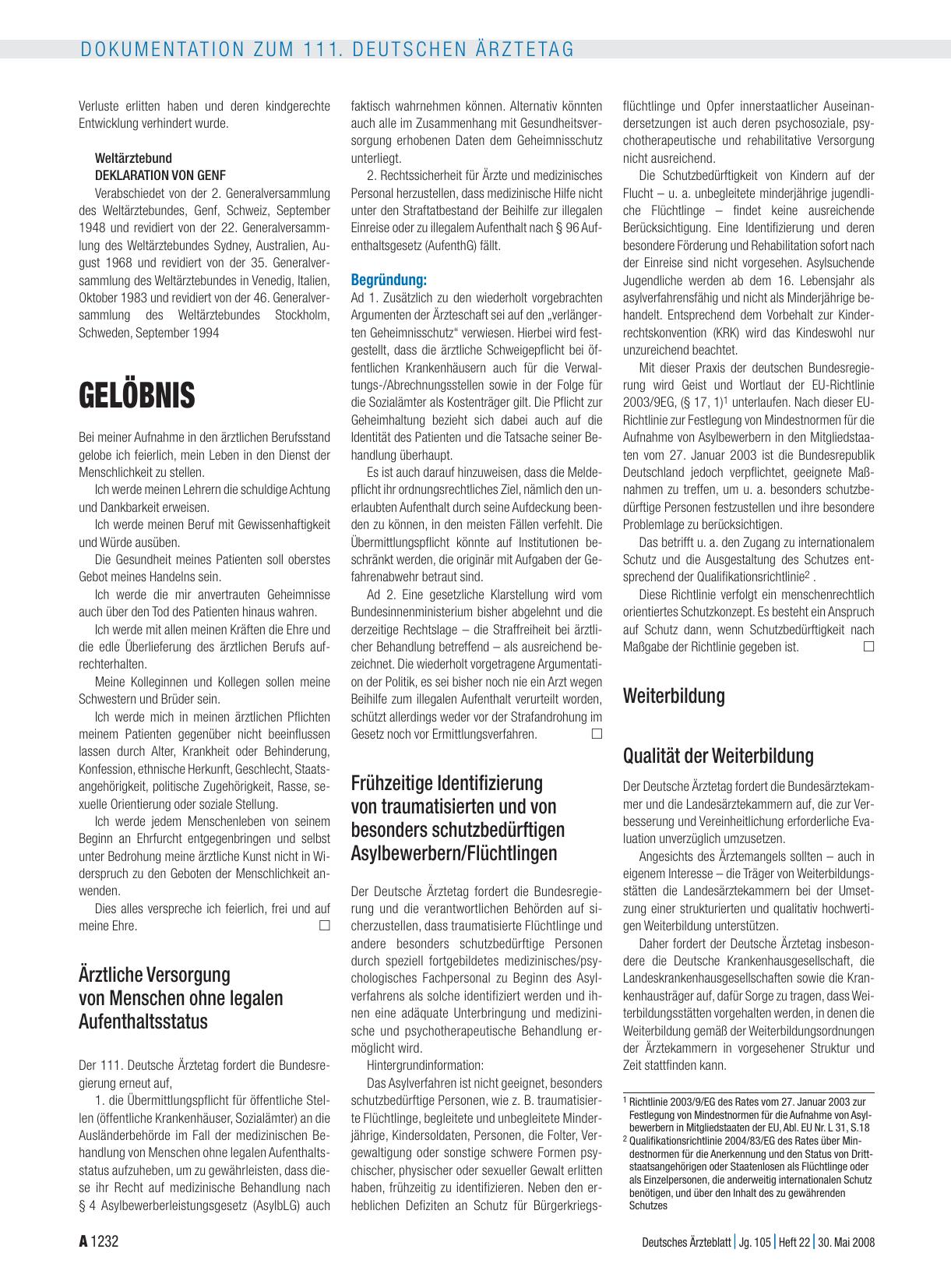 Vorschauseite 1: Entschliessungen zum Tagesordnungspunkt VI: Gelöbnis