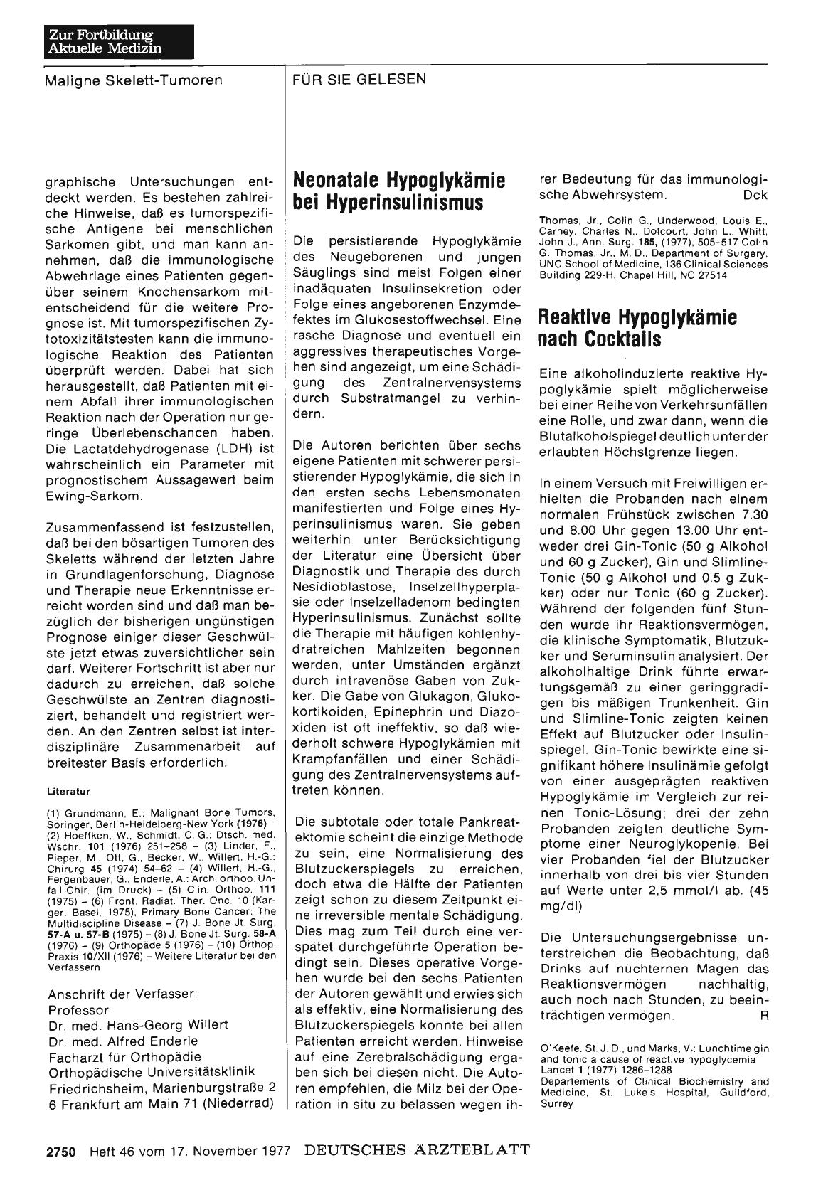 Vorschauseite 1: Reaktive Hypoglykämie nach Cocktails