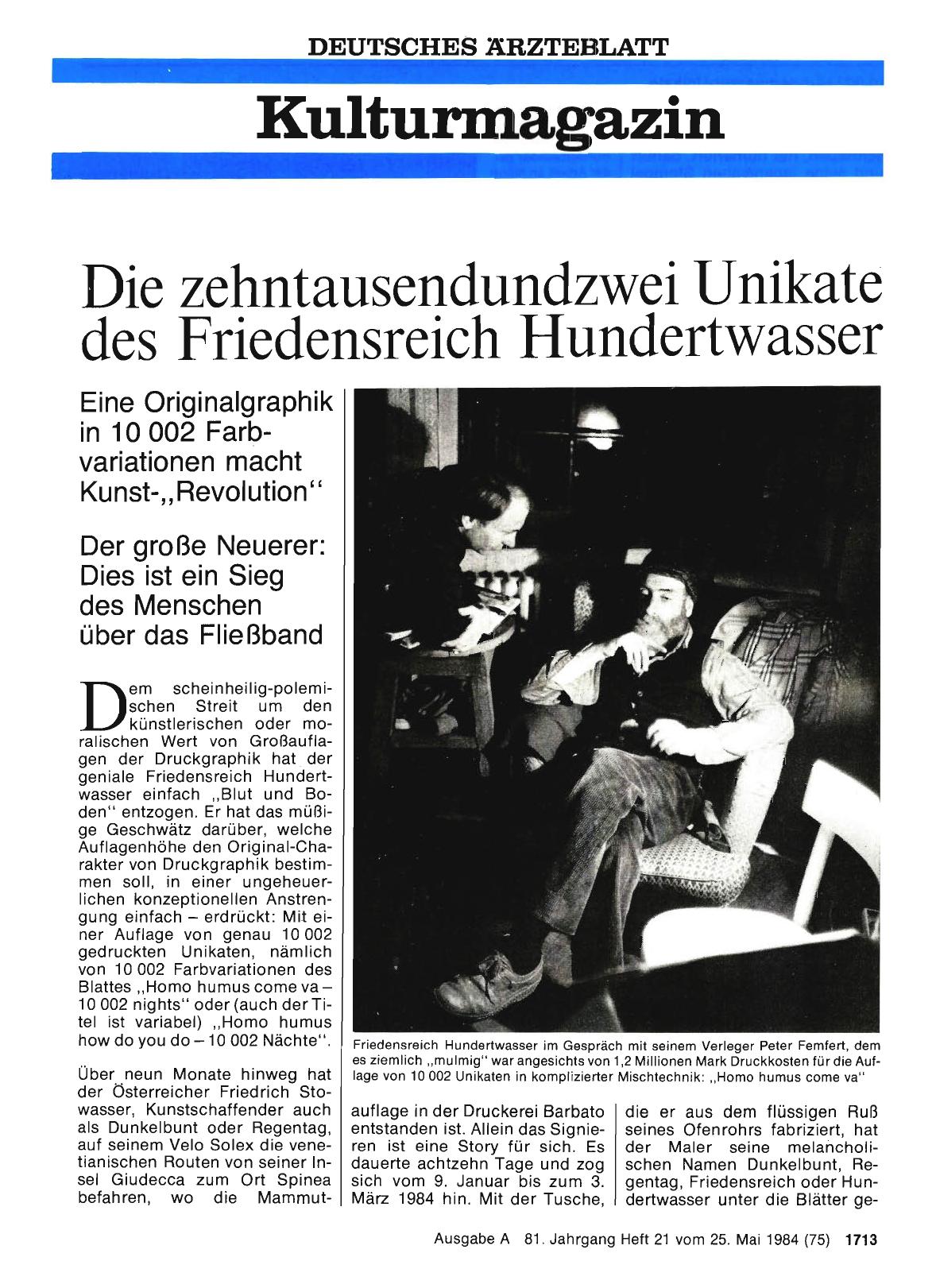 Vorschauseite 1: Die zehntausendundzwei Unikate des Friedensreich Hundertwasser
