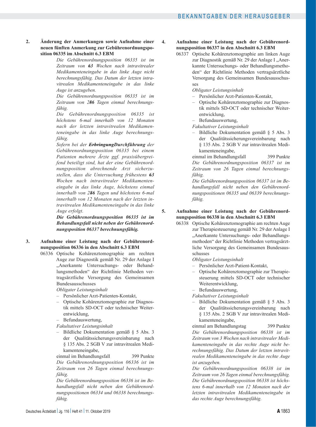 Vorschauseite 2: Beschluss des Bewertungsausschusses nach § 87 Abs. 1 Satz 1 SGB V in seiner 451. Sitzung am 17. September 2019: Teil A, Teil B