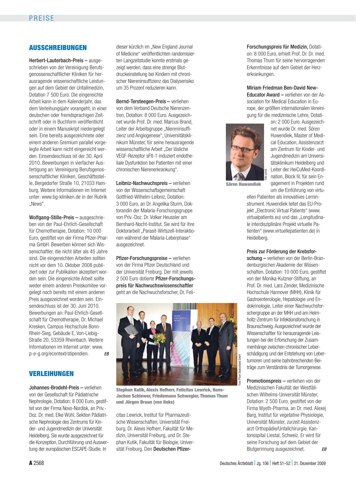 Vorschauseite 1: Verleihungen