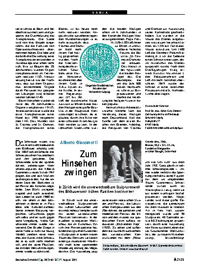 Vorschauseite 1: Alberto Giacometti: Zum Hinsehen zwingen