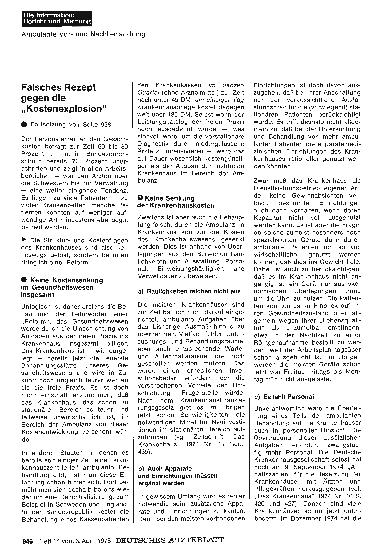 Vorschauseite 1: Falsches Rezept gegen die „Kostenexplosion“ (Teil 2)