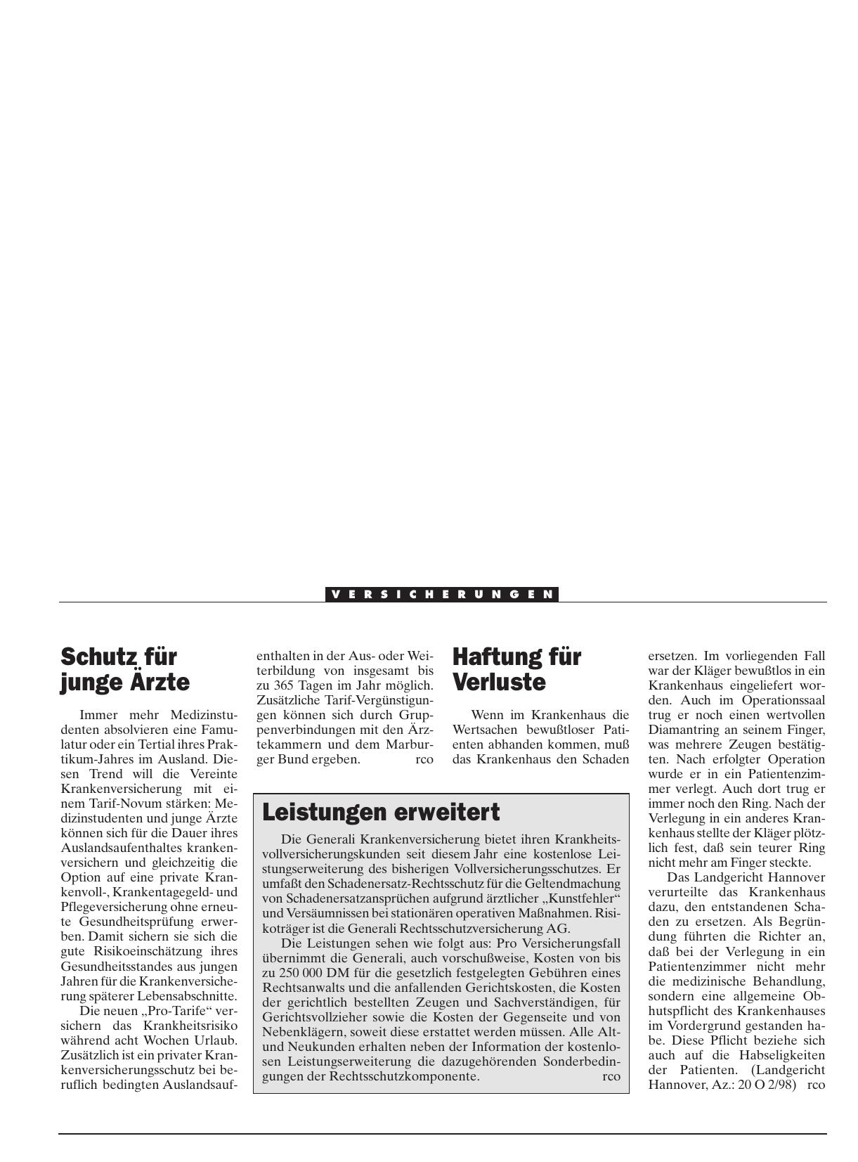 Vorschauseite 1: Schutz für junge Ärzte